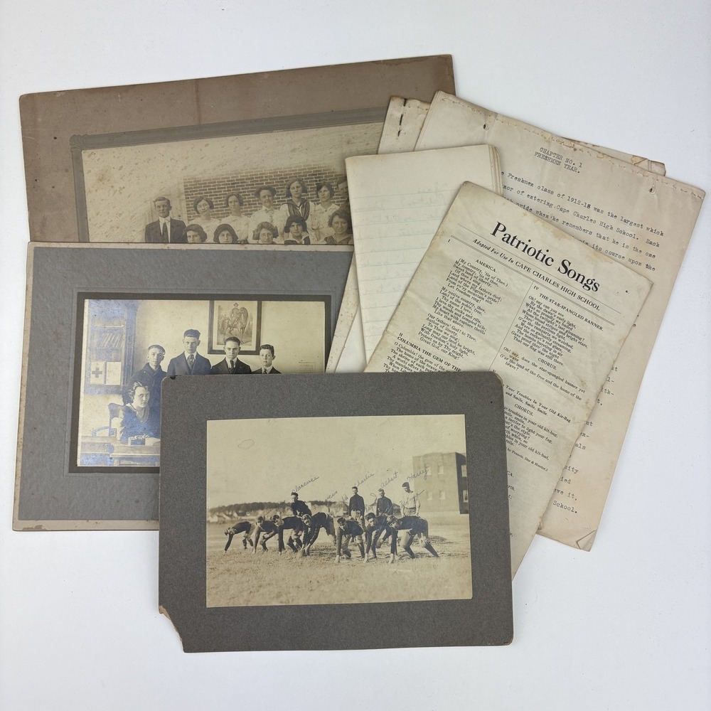 Cape Charles VA High School Ephemera Lot 1916 1920s Documents Photographs